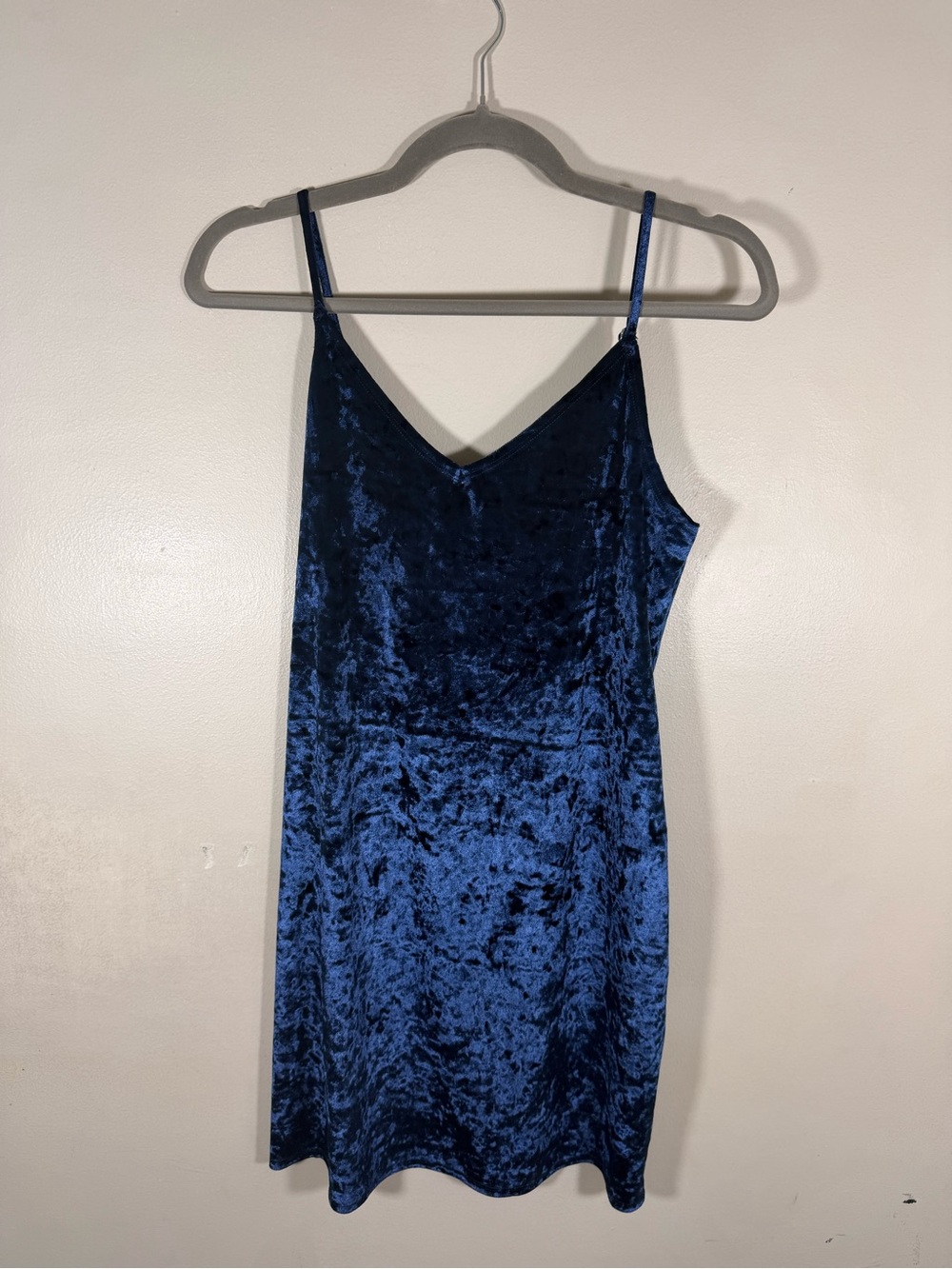 Hollister Navy Crushed Velvet Slip Mini Dress